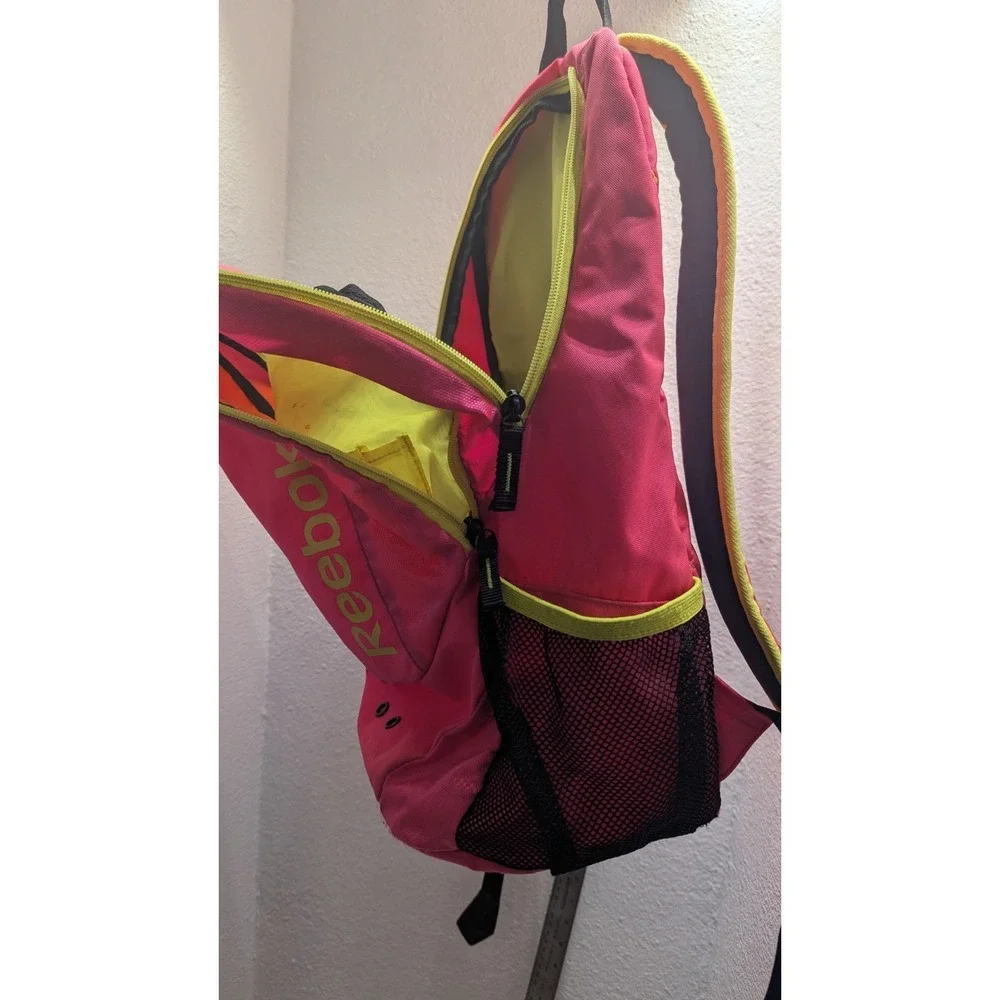 Reebok Pink Lime Green Backpack School Book Bag Daypack Adjustable Straps